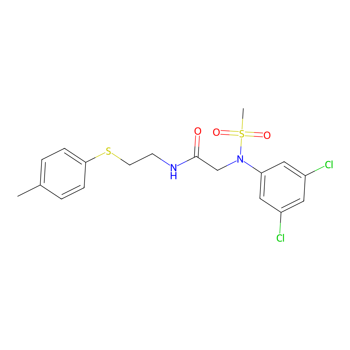 2-(3,5-dichloro-N-methylsulfonylanilino)-N-[2-(4-methylphenyl)sulfanylethyl]acetamide molecular structure, CAS 428486-95-7