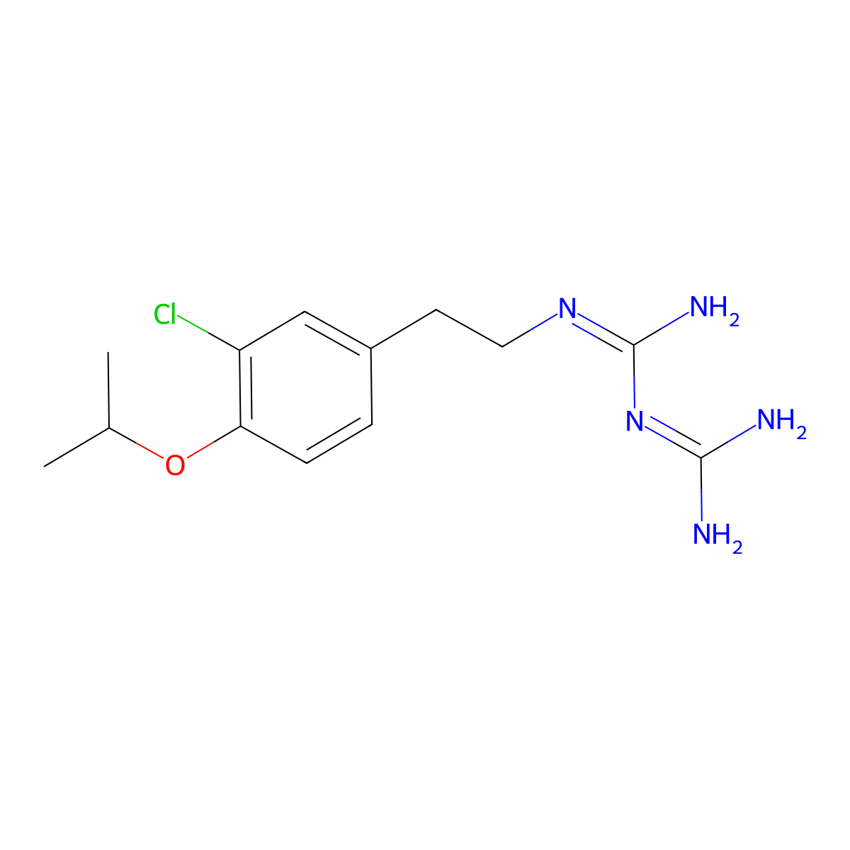 2-[2-(3-Chloro-4-propan-2-yloxyphenyl)ethyl]-1-(diaminomethylidene)guanidine molecular structure, CAS 428486-98-0