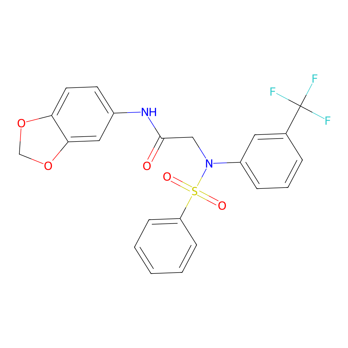 2-[N-(benzenesulfonyl)-3-(trifluoromethyl)anilino]-N-(1,3-benzodioxol-5-yl)acetamide molecular structure, CAS 428487-07-4