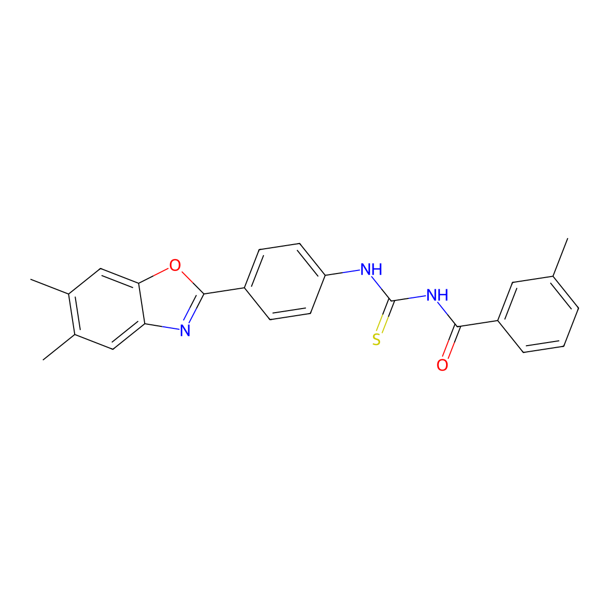 N-[[4-(5,6-dimethyl-1,3-benzoxazol-2-yl)phenyl]carbamothioyl]-3-methylbenzamide molecular structure, CAS 428487-08-5