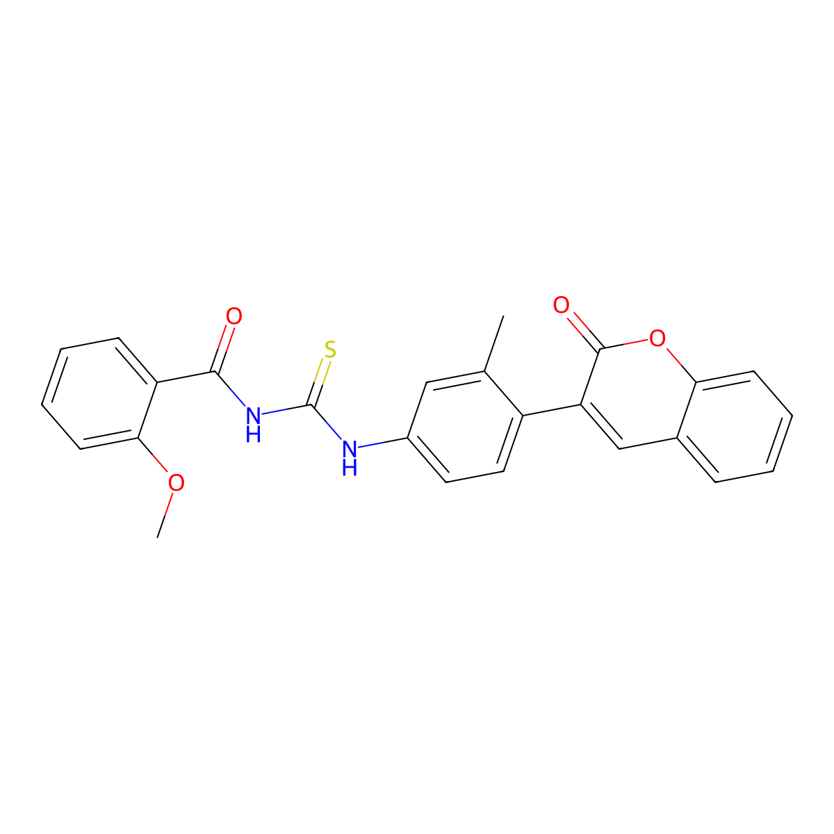 2-methoxy-N-[[3-methyl-4-(2-oxochromen-3-yl)phenyl]carbamothioyl]benzamide molecular structure, CAS 428487-09-6