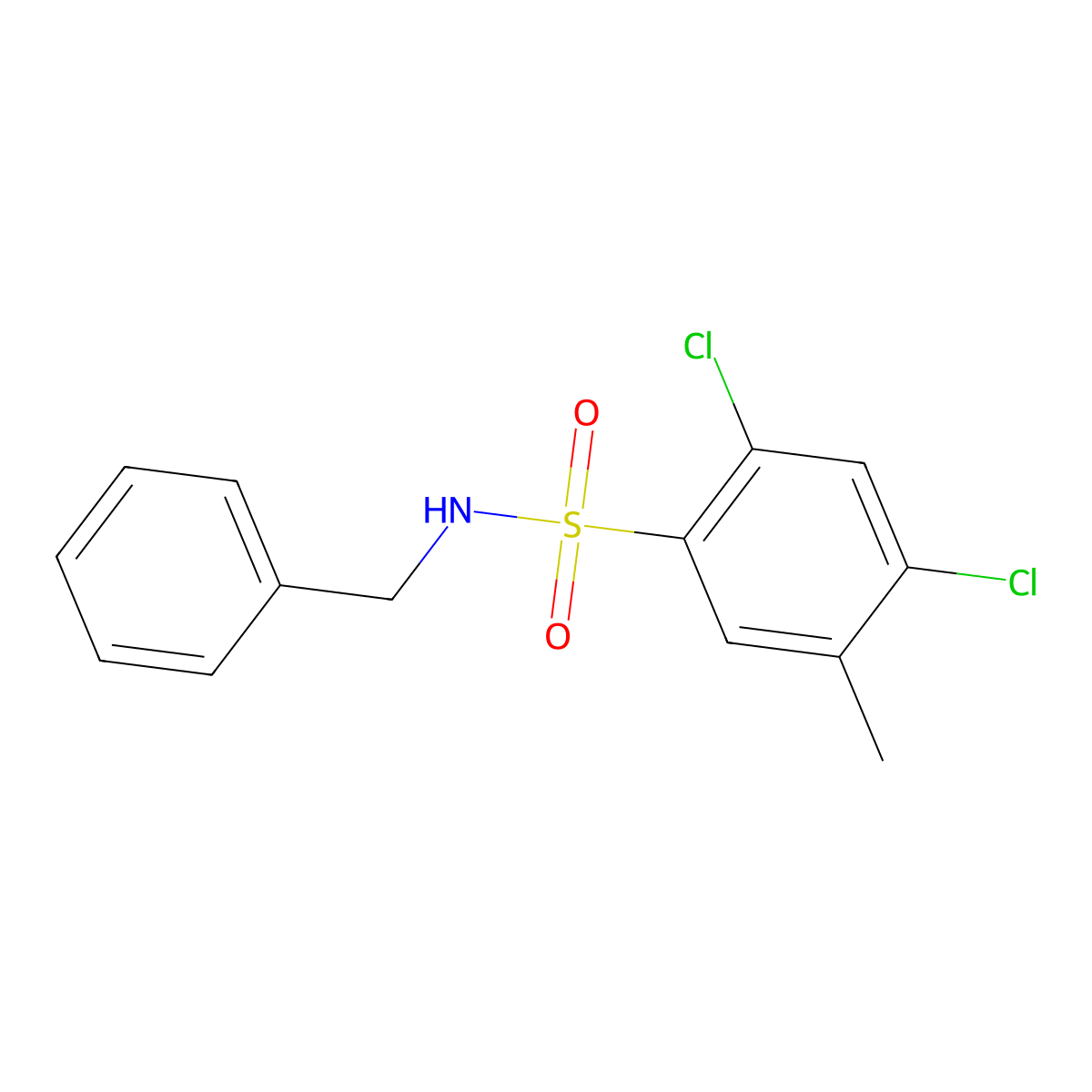 N-benzyl-2,4-dichloro-5-methylbenzenesulfonamide molecular structure, CAS 428487-21-2