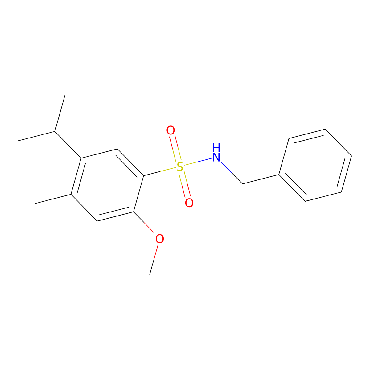 N-benzyl-5-isopropyl-2-methoxy-4-methylbenzenesulfonamide molecular structure, CAS 428487-26-7
