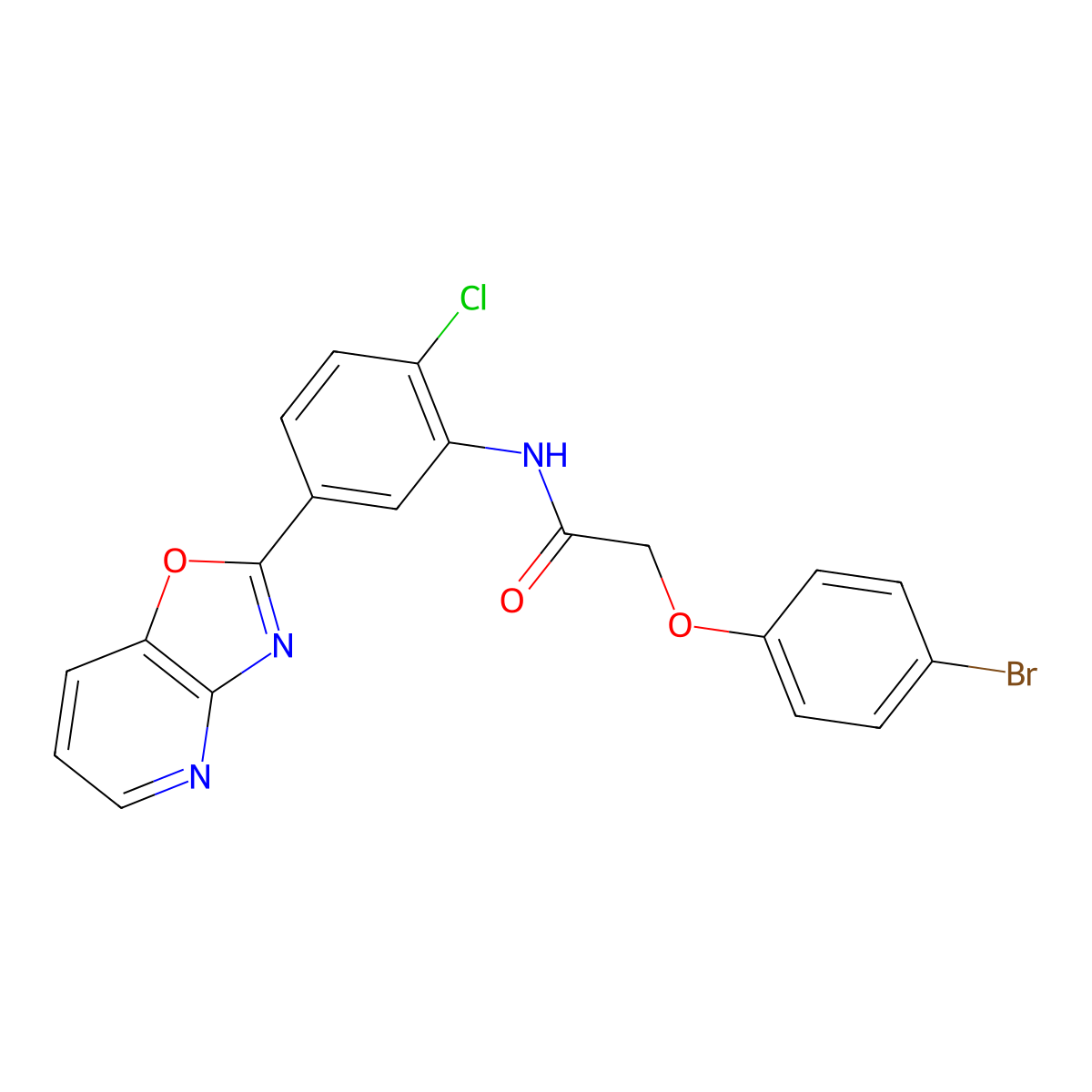 2-(4-bromophenoxy)-N-[2-chloro-5-([1,3]oxazolo[4,5-b]pyridin-2-yl)phenyl]acetamide molecular structure, CAS 428487-49-4