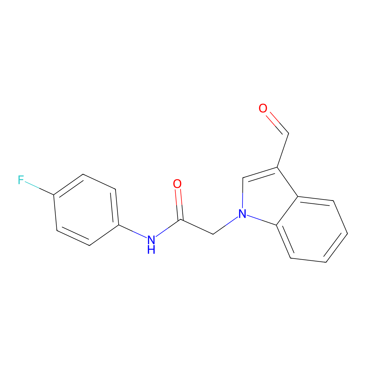 N-(4-fluorophenyl)-2-(3-formyl-1H-indol-1-yl)acetamide molecular structure, CAS 428487-58-5
