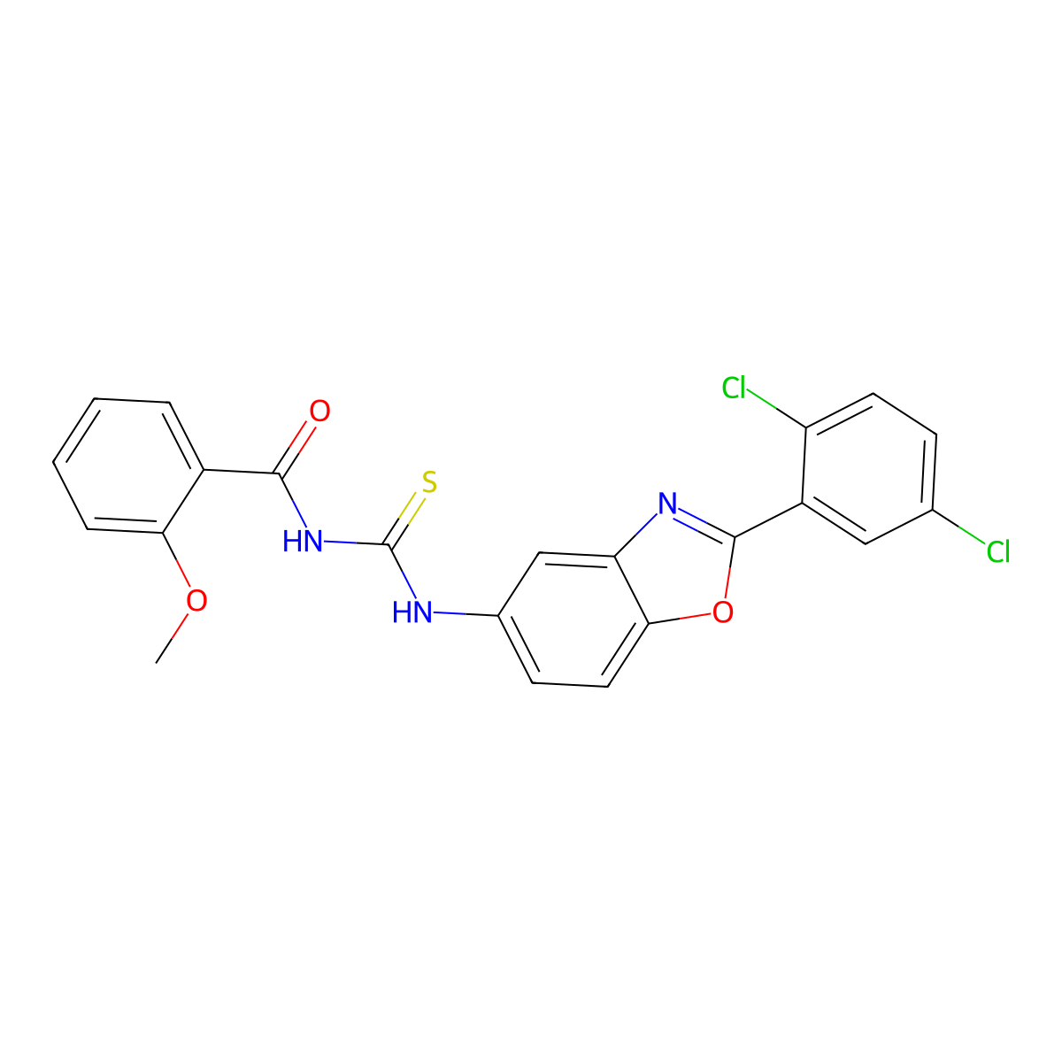 N-[[2-(2,5-dichlorophenyl)-1,3-benzoxazol-5-yl]carbamothioyl]-2-methoxybenzamide molecular structure, CAS 428487-62-1