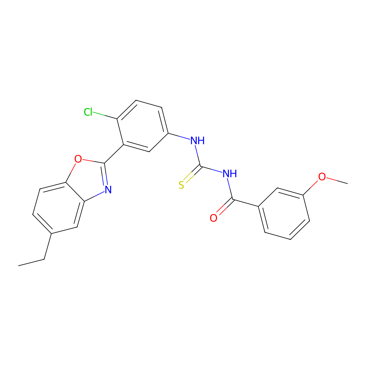 N-[[4-chloro-3-(5-ethyl-1,3-benzoxazol-2-yl)phenyl]carbamothioyl]-3-methoxybenzamide molecular structure, CAS 428487-69-8