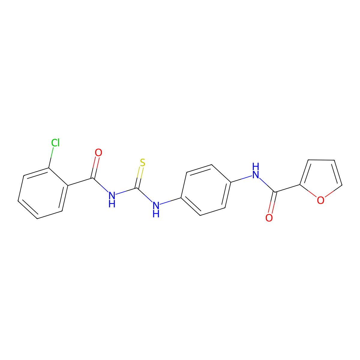 N-[4-[(2-chlorobenzoyl)carbamothioylamino]phenyl]furan-2-carboxamide molecular structure, CAS 428487-71-2