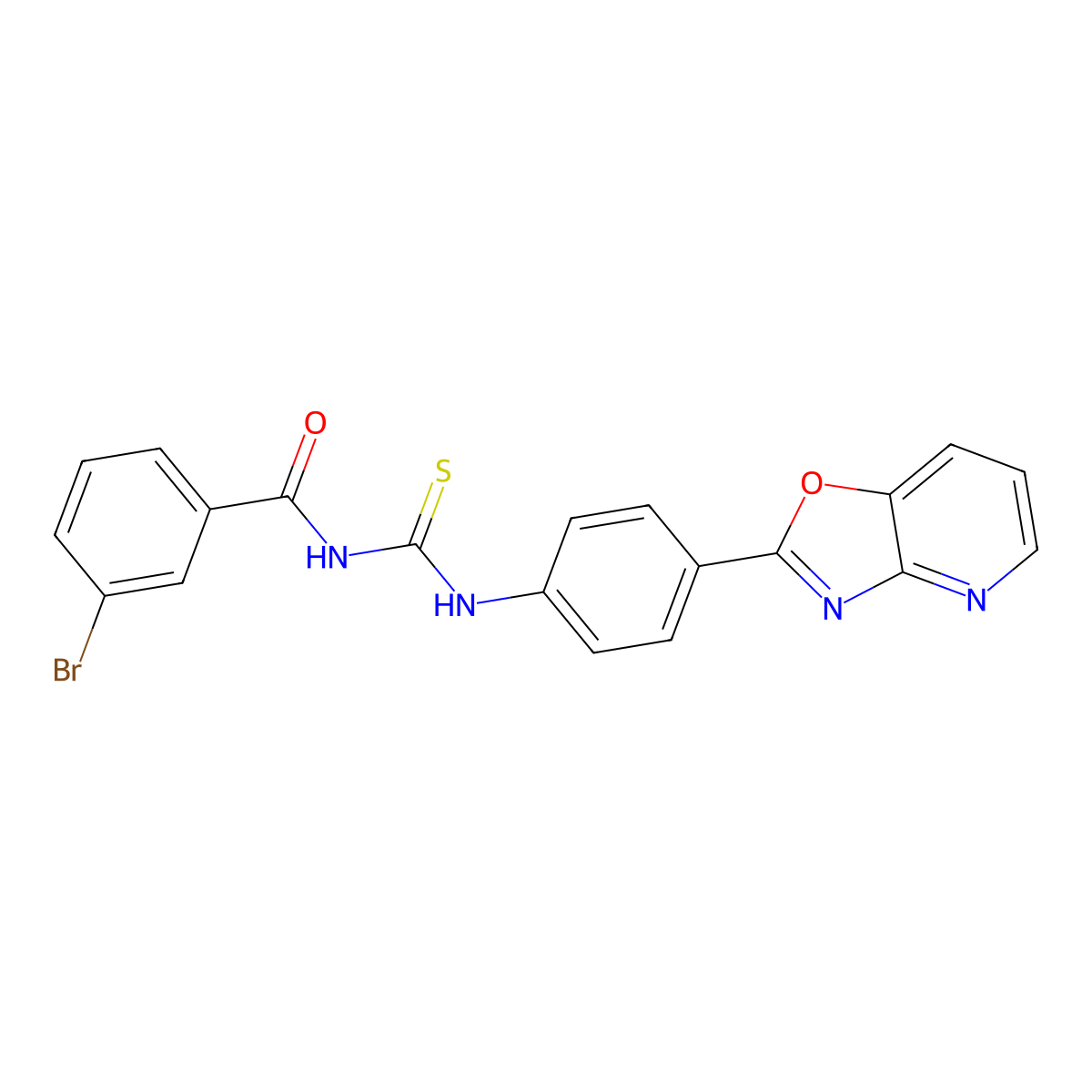 3-bromo-N-{[4-([1,3]oxazolo[4,5-b]pyridin-2-yl)phenyl]carbamothioyl}benzamide molecular structure, CAS 428487-88-1