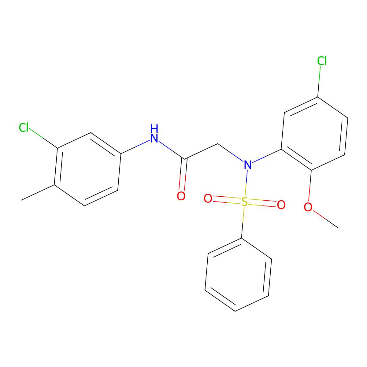 2-[N-(benzenesulfonyl)-5-chloro-2-methoxyanilino]-N-(3-chloro-4-methylphenyl)acetamide molecular structure, CAS 428487-90-5
