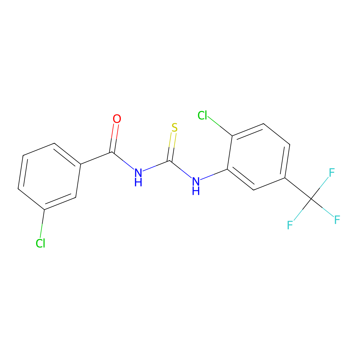 3-chloro-N-[[2-chloro-5-(trifluoromethyl)phenyl]carbamothioyl]benzamide molecular structure, CAS 428488-15-7