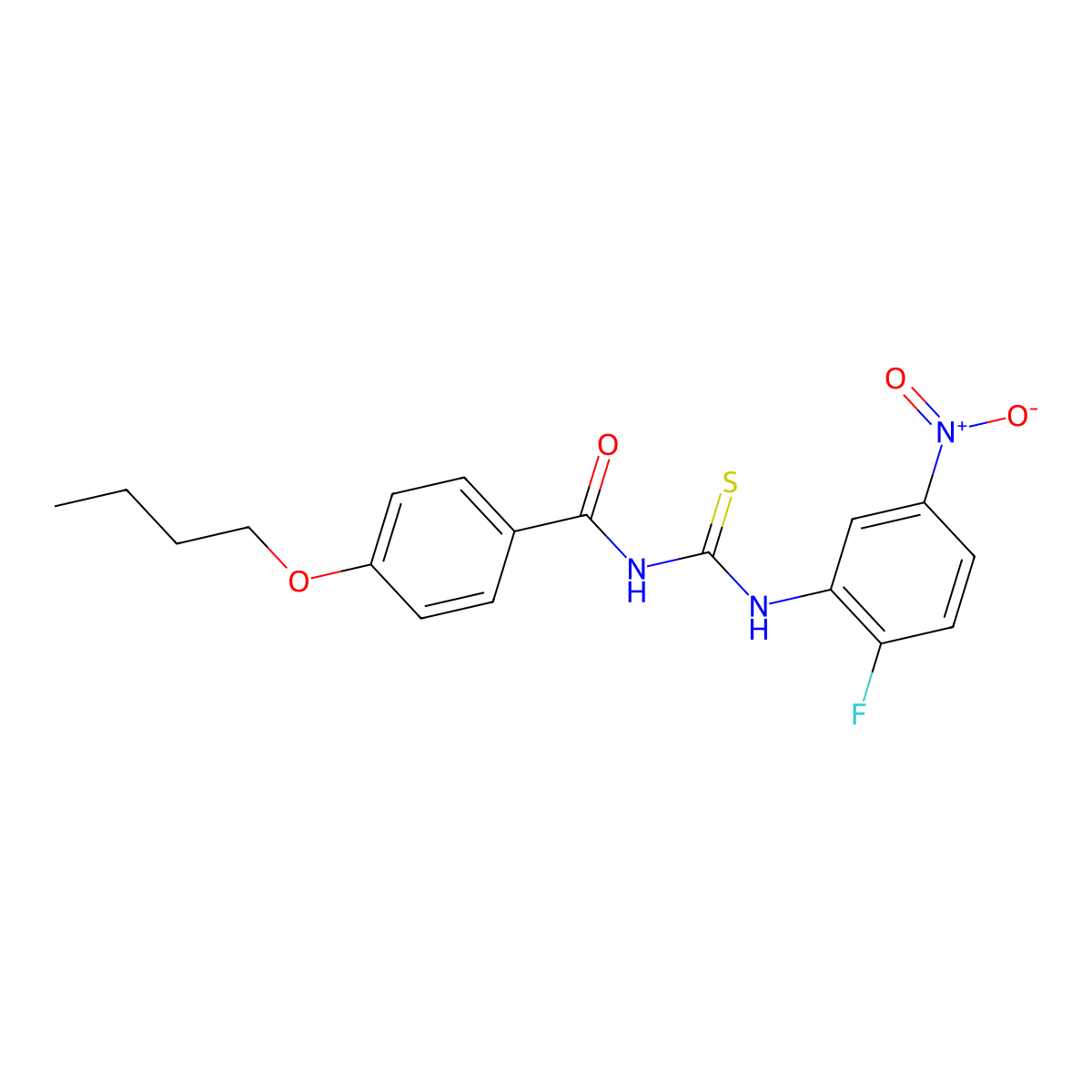 4-butoxy-N-[(2-fluoro-5-nitrophenyl)carbamothioyl]benzamide molecular structure, CAS 428488-19-1