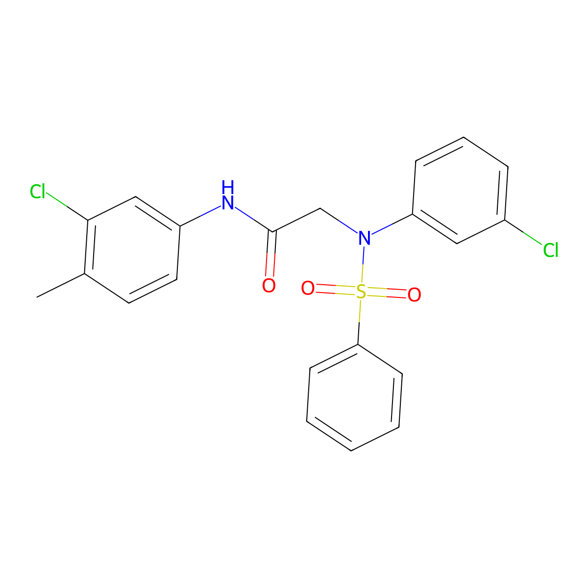2-[N-(benzenesulfonyl)-3-chloroanilino]-N-(3-chloro-4-methylphenyl)acetamide molecular structure, CAS 428488-24-8