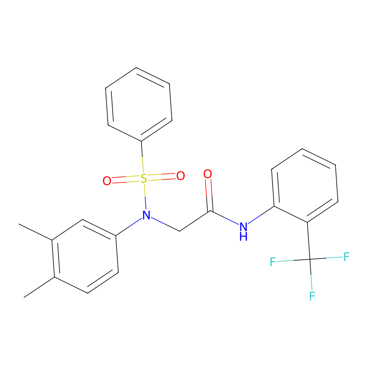 2-[N-(benzenesulfonyl)-3,4-dimethylanilino]-N-[2-(trifluoromethyl)phenyl]acetamide molecular structure, CAS 428488-25-9