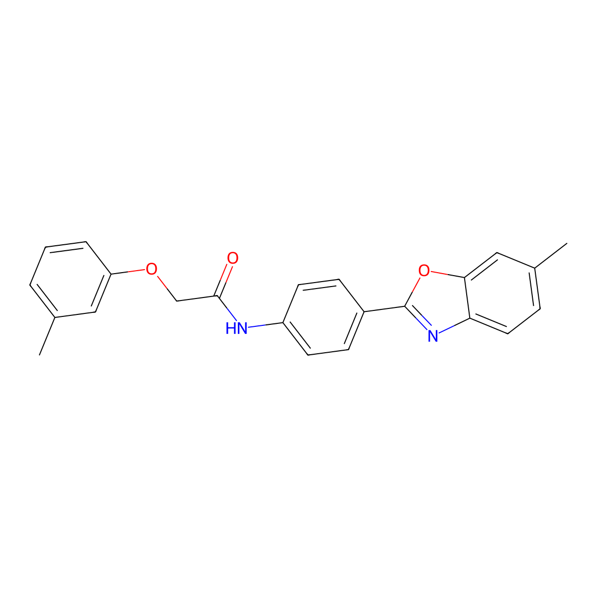 N-[4-(6-methyl-1,3-benzoxazol-2-yl)phenyl]-2-(3-methylphenoxy)acetamide molecular structure, CAS 428488-44-2