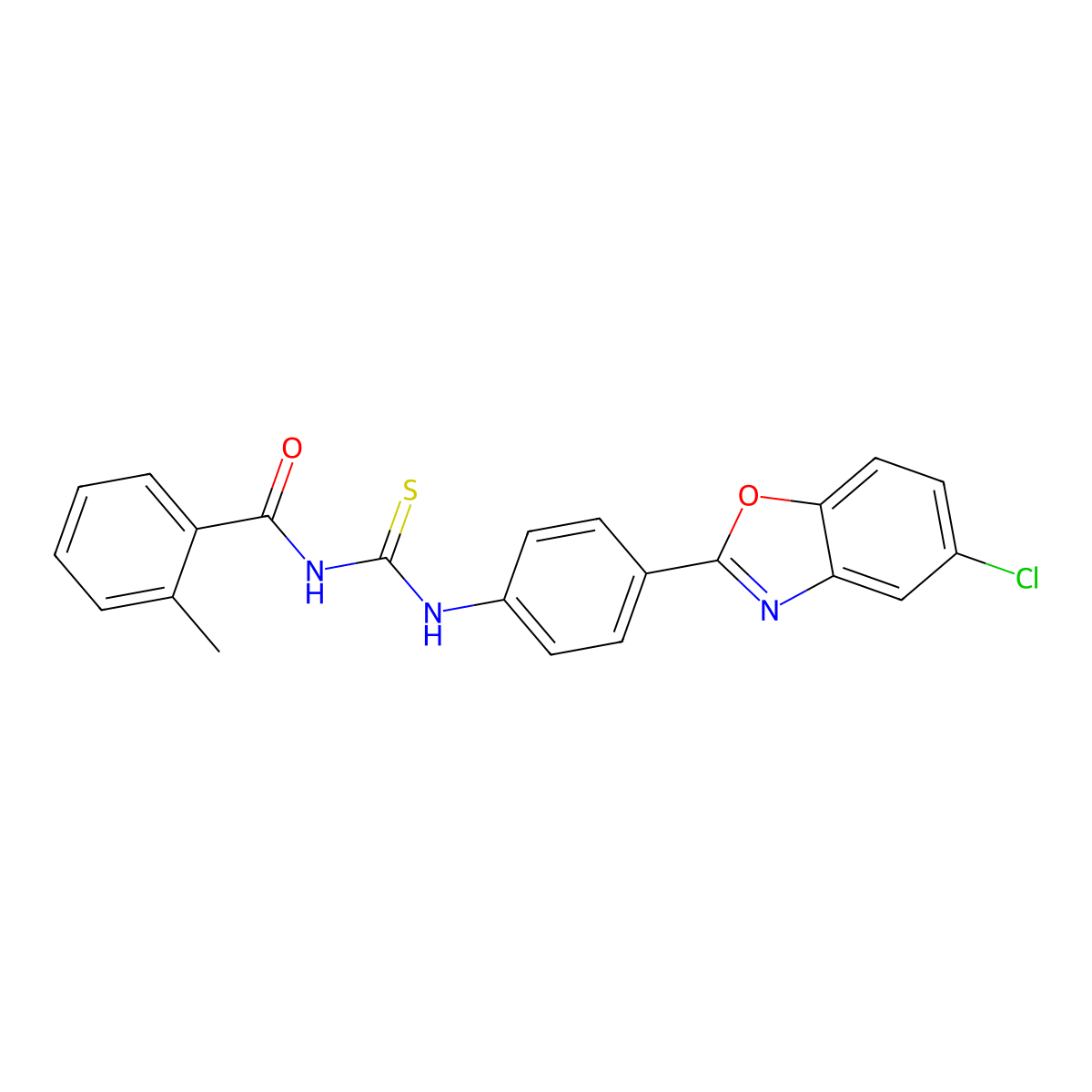 N-[[4-(5-chloro-1,3-benzoxazol-2-yl)phenyl]carbamothioyl]-2-methylbenzamide molecular structure, CAS 428488-46-4