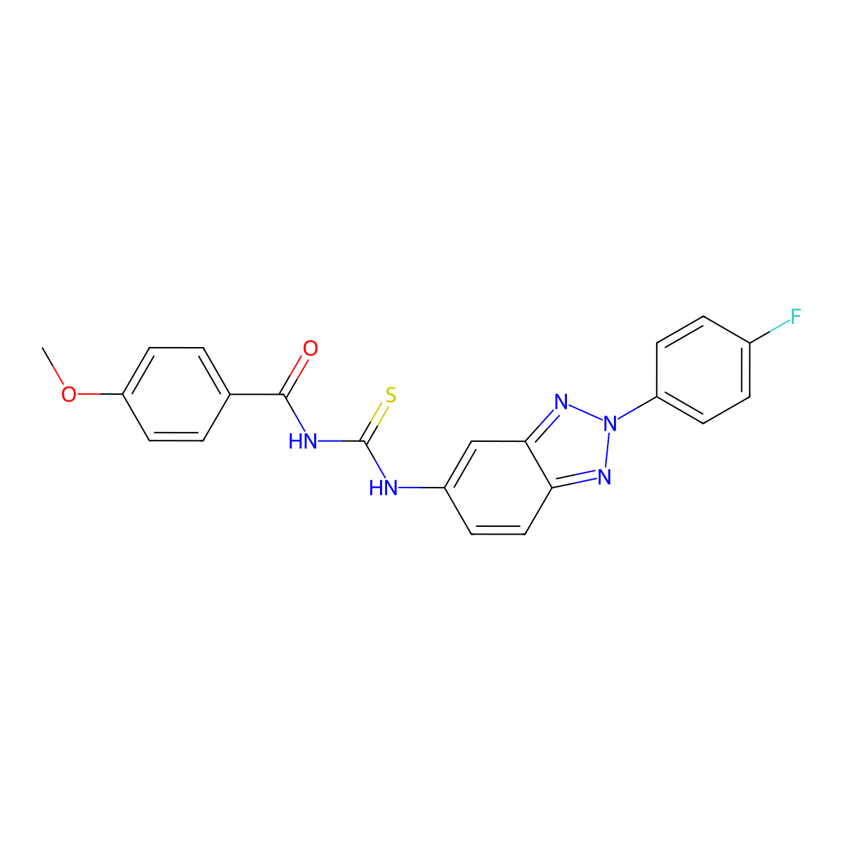 N-[[2-(4-fluorophenyl)benzotriazol-5-yl]carbamothioyl]-4-methoxybenzamide molecular structure, CAS 428488-60-2