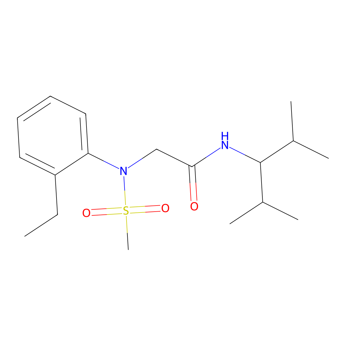 N-(2,4-dimethylpentan-3-yl)-2-(2-ethyl-N-methylsulfonylanilino)acetamide molecular structure, CAS 428488-66-8