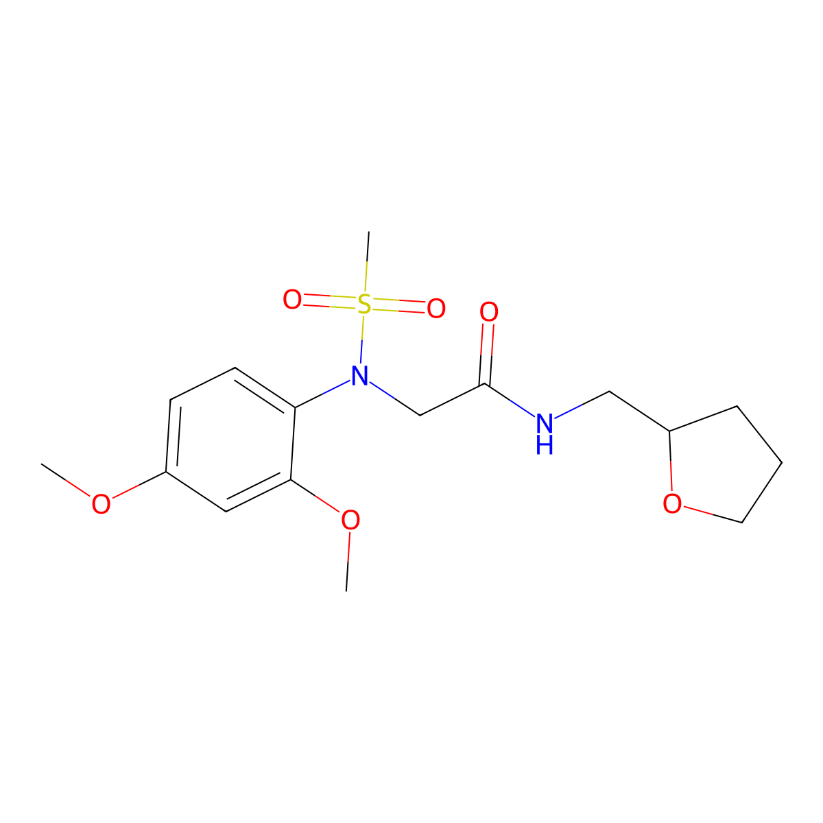 2-(2,4-dimethoxy-N-methylsulfonylanilino)-N-(oxolan-2-ylmethyl)acetamide molecular structure, CAS 428488-67-9