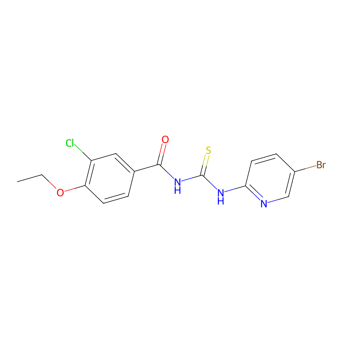 N-[(5-bromopyridin-2-yl)carbamothioyl]-3-chloro-4-ethoxybenzamide molecular structure, CAS 428488-68-0