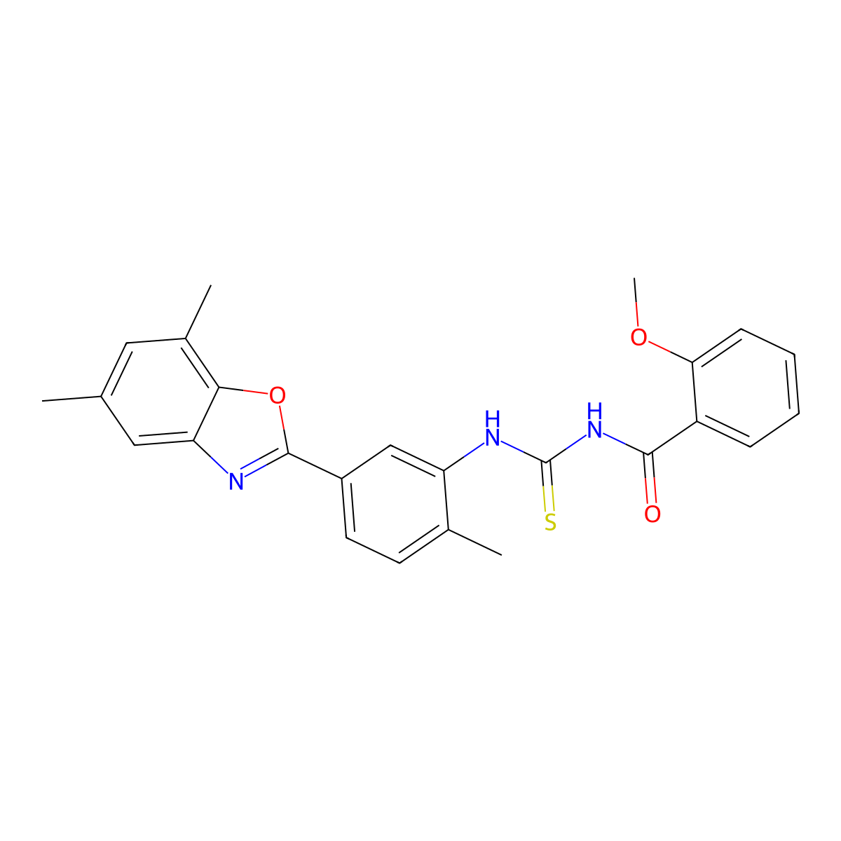 N-[[5-(5,7-dimethyl-1,3-benzoxazol-2-yl)-2-methylphenyl]carbamothioyl]-2-methoxybenzamide molecular structure, CAS 428488-69-1