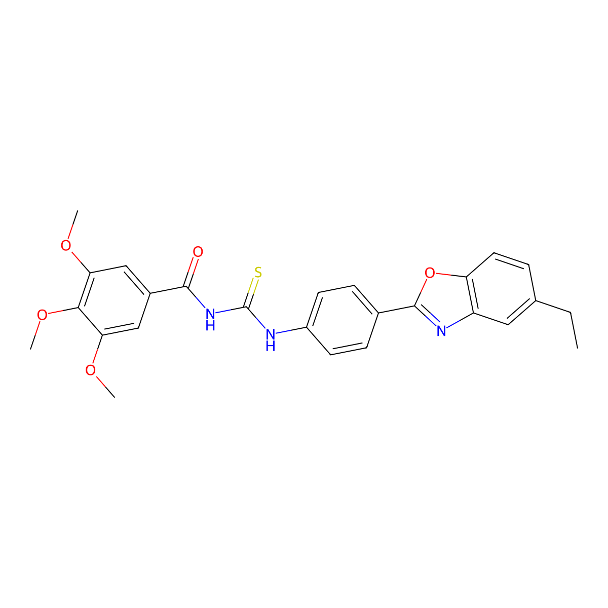 N-[[4-(5-ethyl-1,3-benzoxazol-2-yl)phenyl]carbamothioyl]-3,4,5-trimethoxybenzamide molecular structure, CAS 428488-80-6
