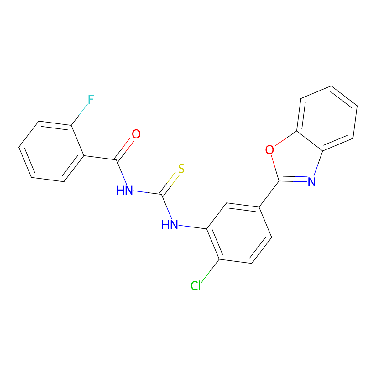 N-[[5-(1,3-benzoxazol-2-yl)-2-chlorophenyl]carbamothioyl]-2-fluorobenzamide molecular structure, CAS 428488-82-8