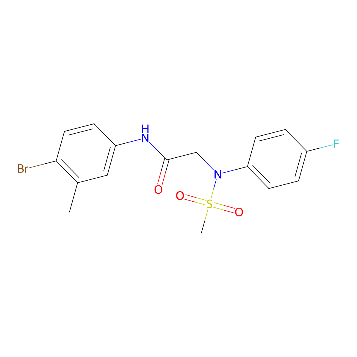 N-(4-bromo-3-methylphenyl)-2-(4-fluoro-N-methylsulfonylanilino)acetamide molecular structure, CAS 428488-84-0