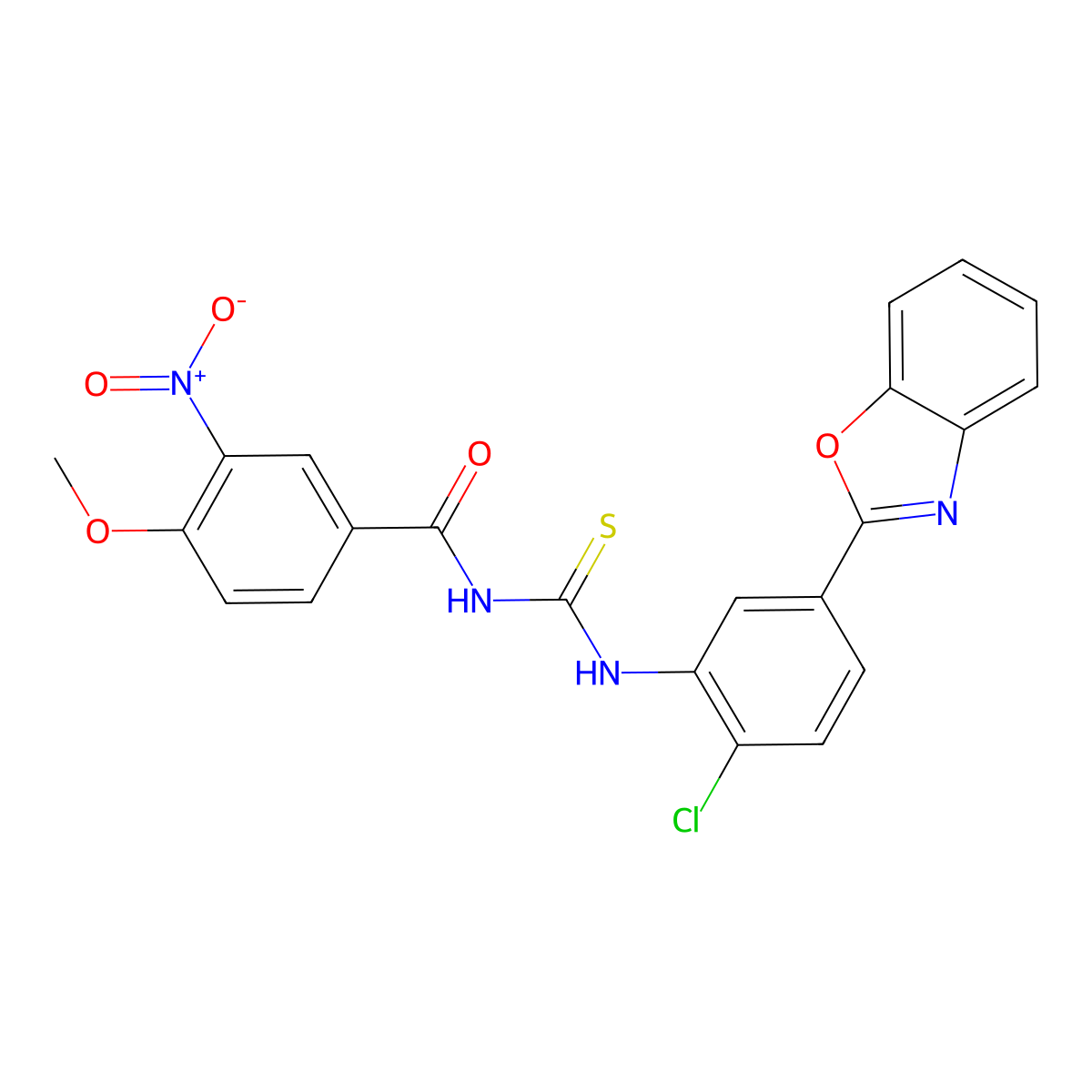 N-[[5-(1,3-benzoxazol-2-yl)-2-chlorophenyl]carbamothioyl]-4-methoxy-3-nitrobenzamide molecular structure, CAS 428489-10-5