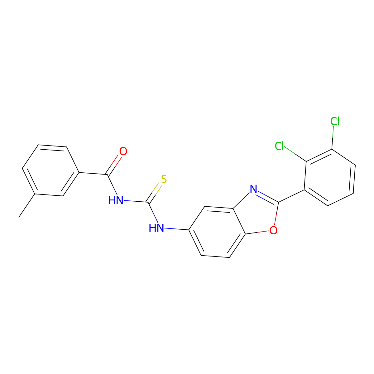 N-[[2-(2,3-dichlorophenyl)-1,3-benzoxazol-5-yl]carbamothioyl]-3-methylbenzamide molecular structure, CAS 428489-20-7