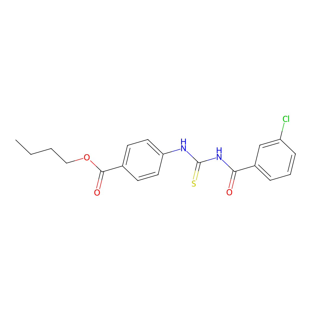 Butyl 4-({[(3-chlorophenyl)carbonyl]carbamothioyl}amino)benzoate molecular structure, CAS 428489-26-3