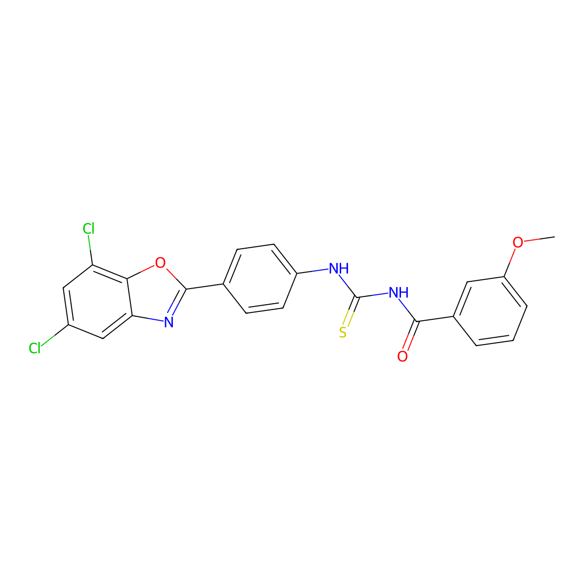 N-[[4-(5,7-dichloro-1,3-benzoxazol-2-yl)phenyl]carbamothioyl]-3-methoxybenzamide molecular structure, CAS 428489-45-6