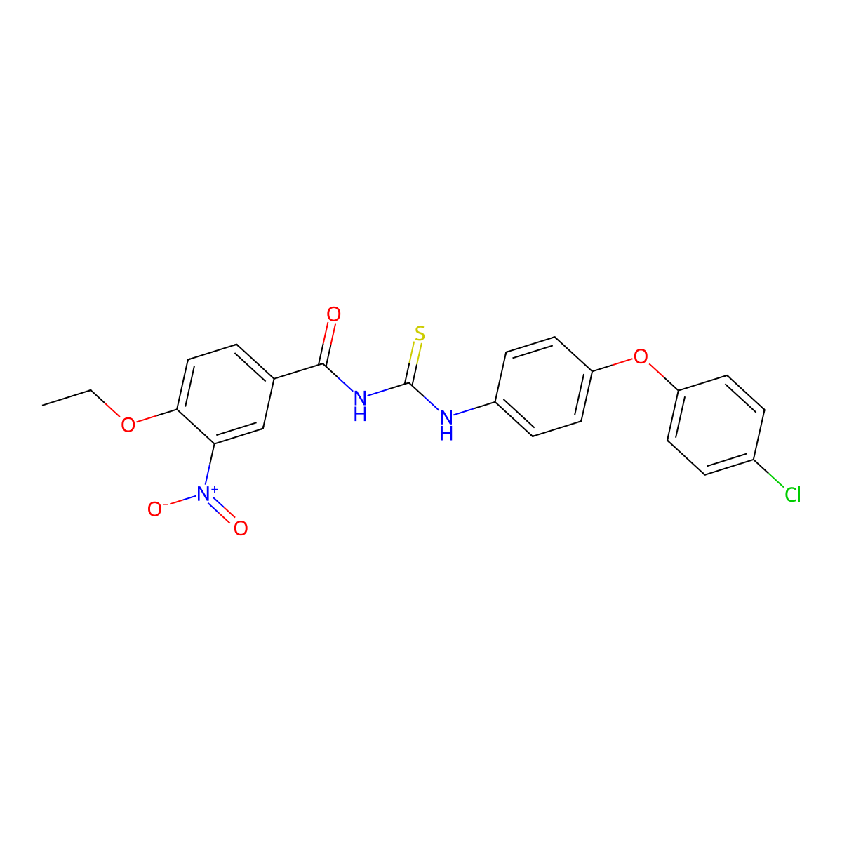 N-[[4-(4-chlorophenoxy)phenyl]carbamothioyl]-4-ethoxy-3-nitrobenzamide molecular structure, CAS 428489-66-1