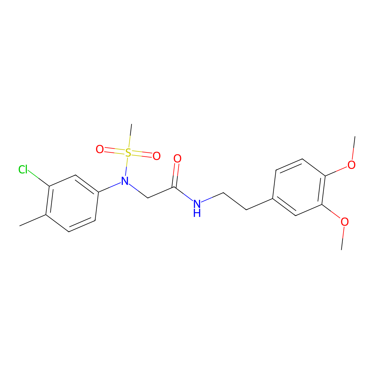 2-(3-chloro-4-methyl-N-methylsulfonylanilino)-N-[2-(3,4-dimethoxyphenyl)ethyl]acetamide molecular structure, CAS 428489-67-2