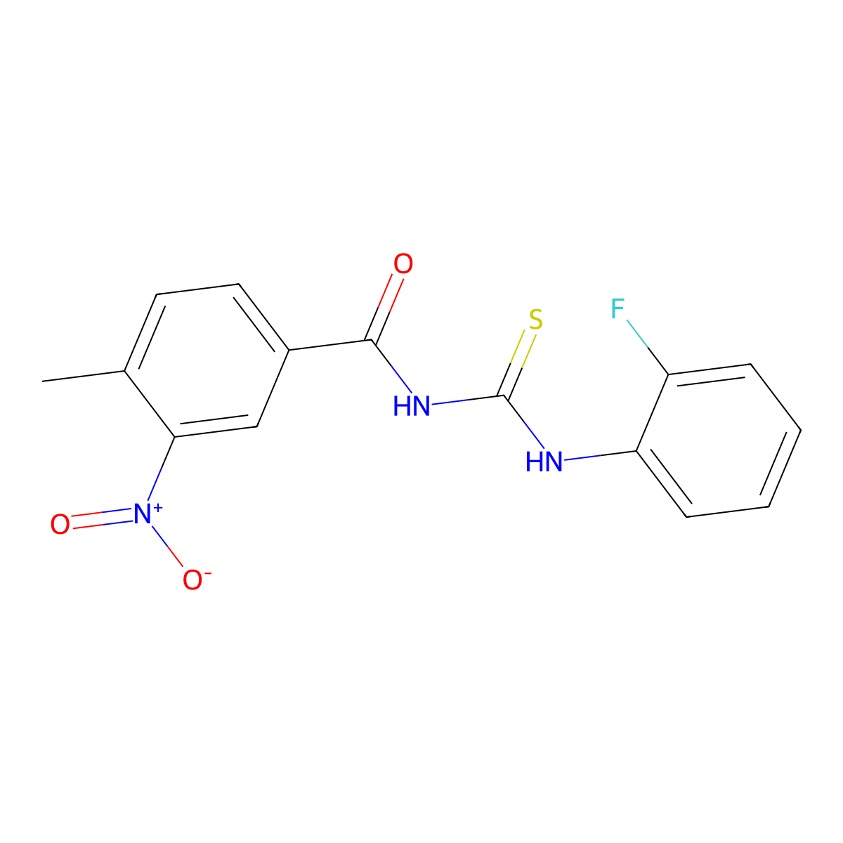 N-[(2-fluorophenyl)carbamothioyl]-4-methyl-3-nitrobenzamide molecular structure, CAS 428489-69-4