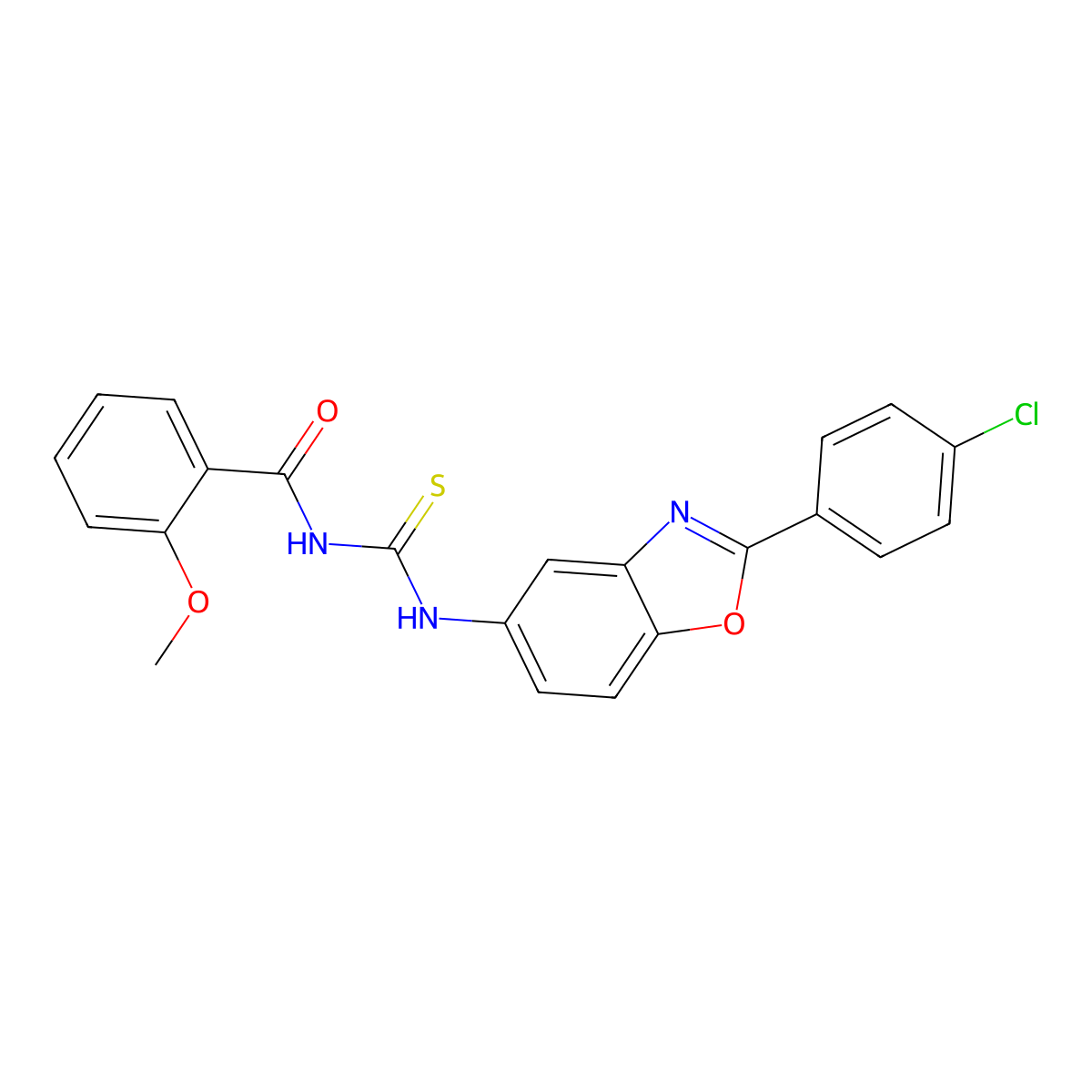 N-[[2-(4-chlorophenyl)-1,3-benzoxazol-5-yl]carbamothioyl]-2-methoxybenzamide molecular structure, CAS 428489-82-1