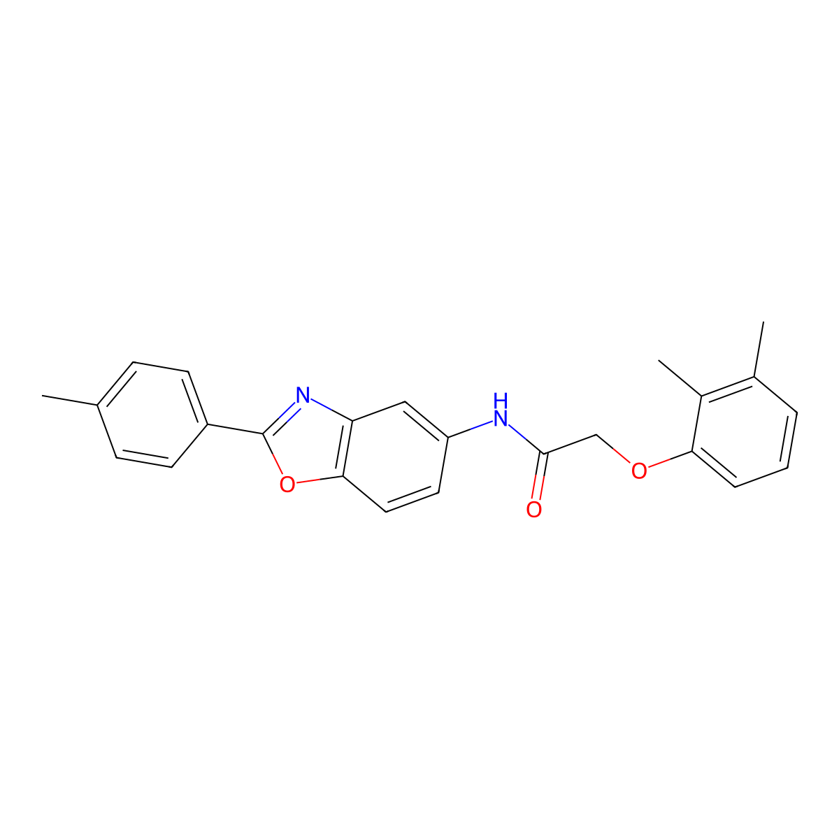 2-(2,3-dimethylphenoxy)-N-[2-(4-methylphenyl)-1,3-benzoxazol-5-yl]acetamide molecular structure, CAS 428490-11-3