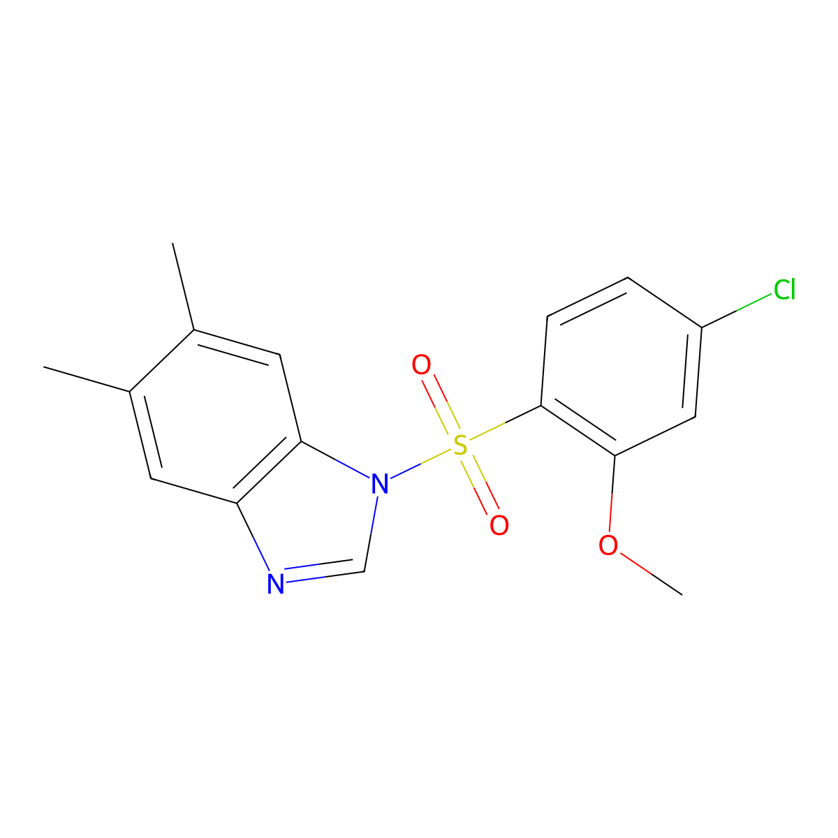 1-[(4-chloro-2-methoxyphenyl)sulfonyl]-5,6-dimethyl-1H-benzimidazole molecular structure, CAS 428490-21-5