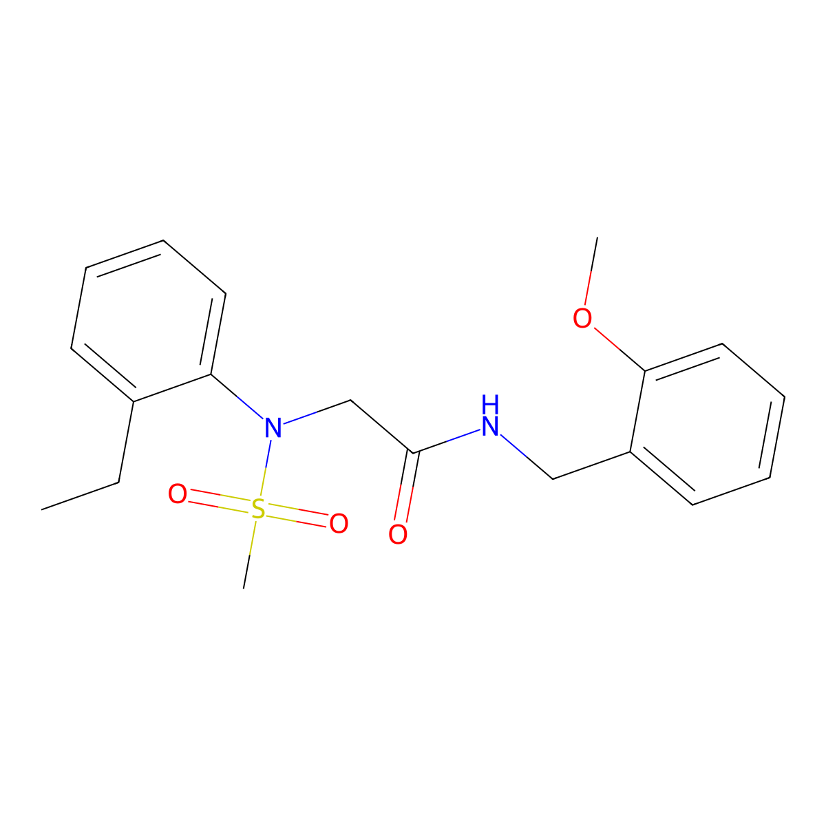2-(2-ethyl-N-methylsulfonylanilino)-N-[(2-methoxyphenyl)methyl]acetamide molecular structure, CAS 428490-33-9