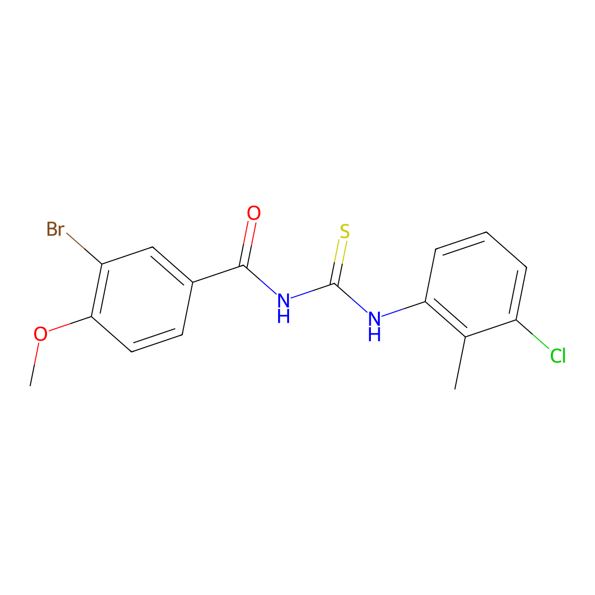 3-bromo-N-[(3-chloro-2-methylphenyl)carbamothioyl]-4-methoxybenzamide molecular structure, CAS 428490-35-1