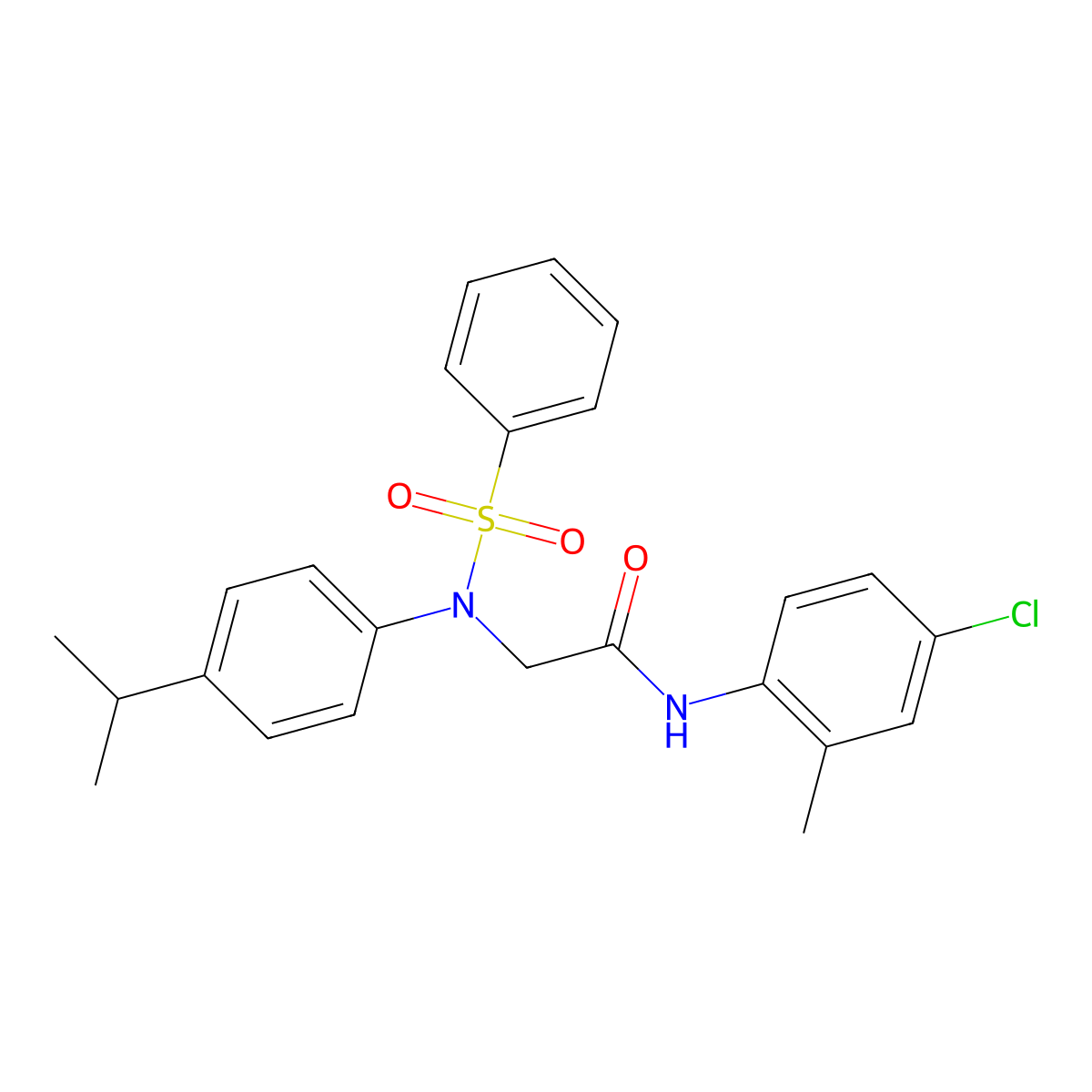 2-[N-(benzenesulfonyl)-4-propan-2-ylanilino]-N-(4-chloro-2-methylphenyl)acetamide molecular structure, CAS 428490-37-3