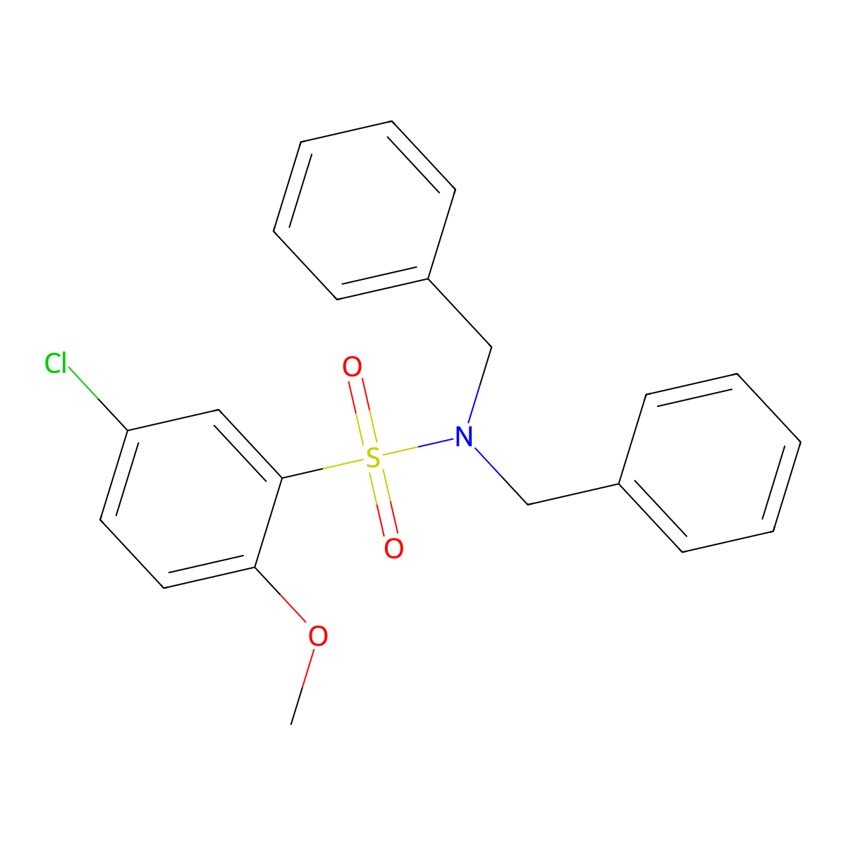N,N-dibenzyl-5-chloro-2-methoxybenzenesulfonamide molecular structure, CAS 428490-58-8
