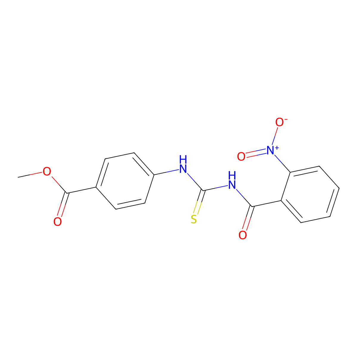 Methyl 4-({[(2-nitrophenyl)carbonyl]carbamothioyl}amino)benzoate molecular structure, CAS 428490-64-6