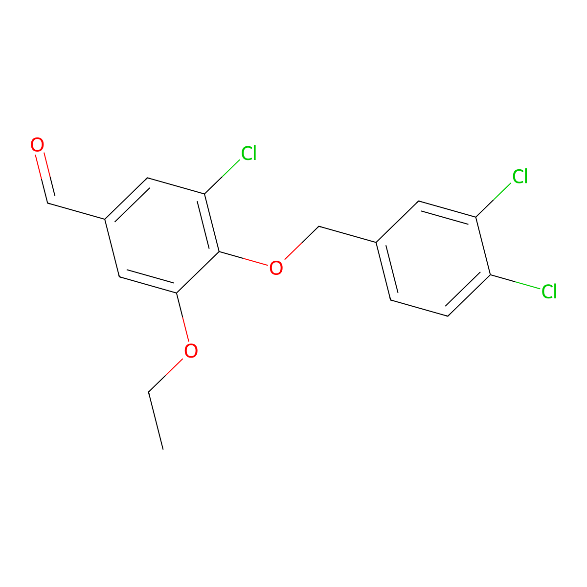 3-Chloro-4-((3,4-dichlorobenzyl)oxy)-5-ethoxybenzaldehyde molecular structure, CAS 428490-70-4