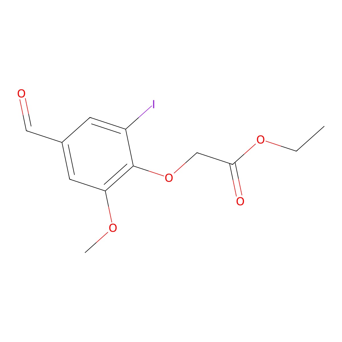 Ethyl (4-formyl-2-iodo-6-methoxyphenoxy)acetate molecular structure, CAS 428490-71-5