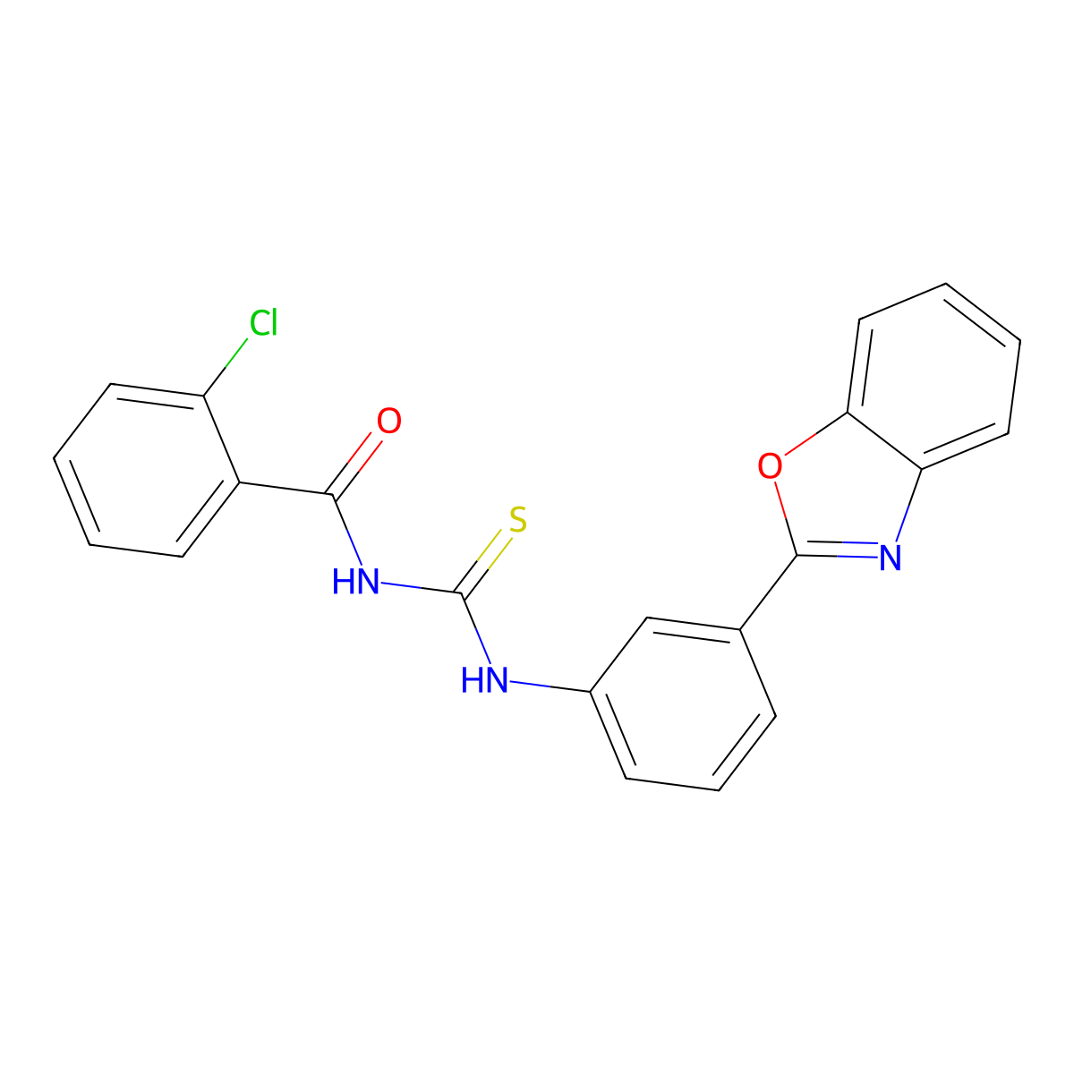 N-[[3-(1,3-benzoxazol-2-yl)phenyl]carbamothioyl]-2-chlorobenzamide molecular structure, CAS 428490-84-0