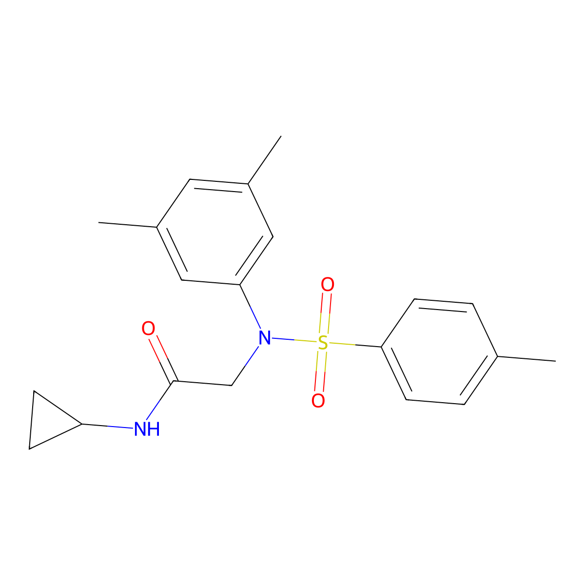 N-cyclopropyl-2-(3,5-dimethyl-N-(4-methylphenyl)sulfonylanilino)acetamide molecular structure, CAS 428490-87-3