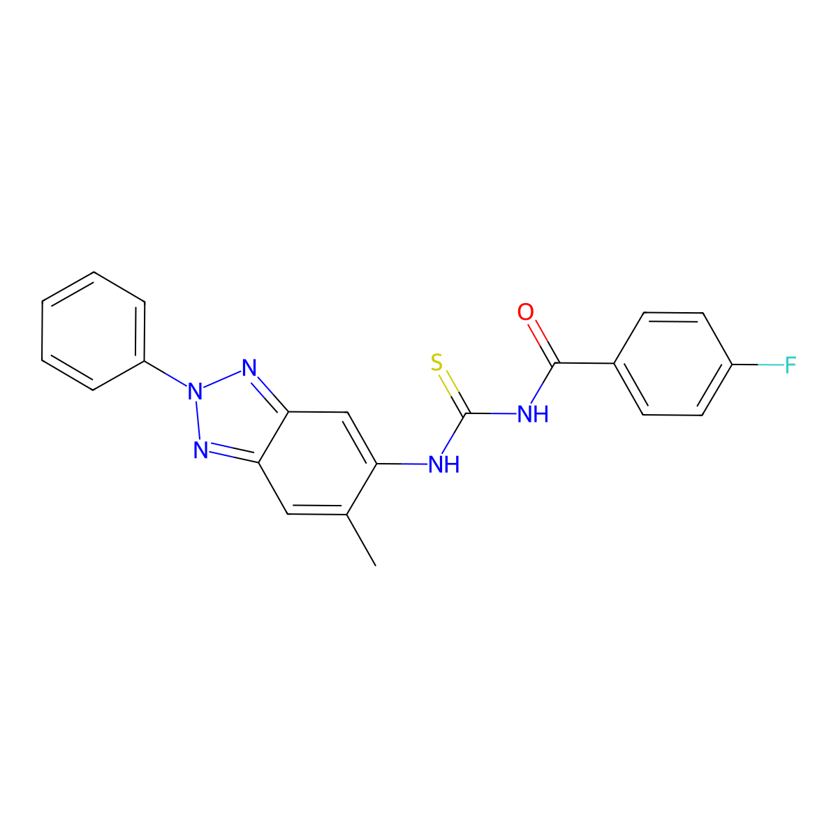 4-fluoro-N-[(6-methyl-2-phenylbenzotriazol-5-yl)carbamothioyl]benzamide molecular structure, CAS 428490-91-9