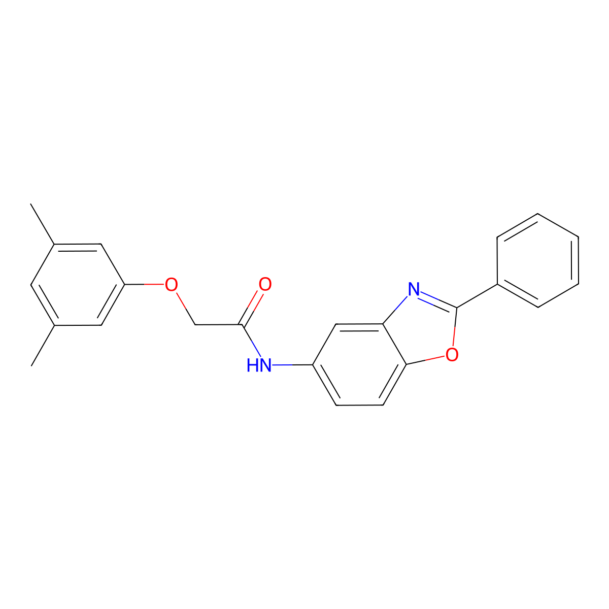 2-(3,5-dimethylphenoxy)-N-(2-phenyl-1,3-benzoxazol-5-yl)acetamide molecular structure, CAS 428490-95-3