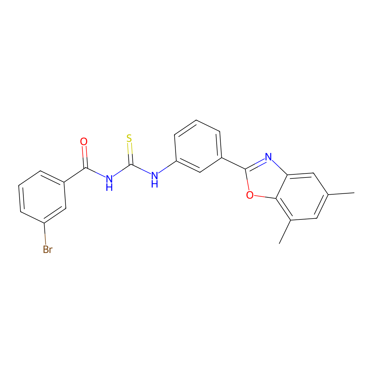 3-bromo-N-[[3-(5,7-dimethyl-1,3-benzoxazol-2-yl)phenyl]carbamothioyl]benzamide molecular structure, CAS 428491-05-8